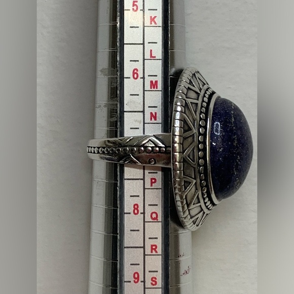 Silpada Intricate Sterling Silver Lapis Lazuli Cabochon Peruvian Design Ring - Picture 6 of 16
